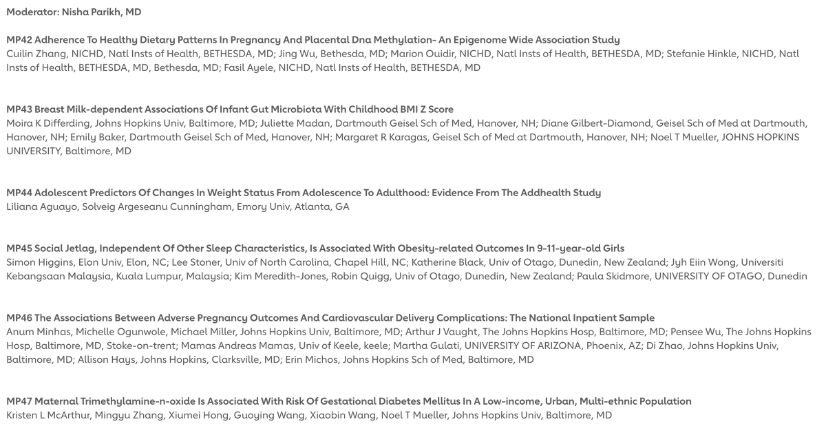 Join us now in the Maternal and Child CVD Health Moderated Poster Session at #EPILifestyle21 to hear these great presentations!

<a href="/AHAMeetings/">AHAMeetings</a> <a href="/AHAScience/">AHA Science</a> <a href="/HyperAHA/">Hypertension</a> <a href="/ErinMichos/">Erin D. Michos, M.D.</a> <a href="/MingyuZhang_/">Mingyu Z</a> <a href="/ASWallaceEpi/">Amelia Wallace</a> <a href="/AllisonGHaysMD/">Allison G. Hays, MD</a>