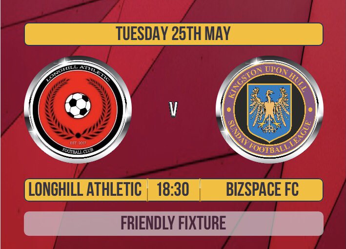 FRIENDLY FIXTURE!

We’re pleased to confirm we have agreed a friendly fixture with Hull Sunday Football League side, BizSpace FC!

#LonghillAthletic #Friendly #TheReturn