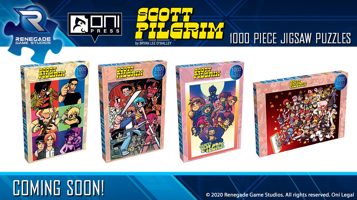 PlayRenegade's tweet image. Scott Pilgrim fans, there's a puzzle for you too! 🧩 Announcing four new jigsaw puzzles featuring art from the #ScottPilgrim graphic novels by @bryanleeomalley and published by @OniPress!

Learn more and pre-order now: trib.al/6jgt7Bo