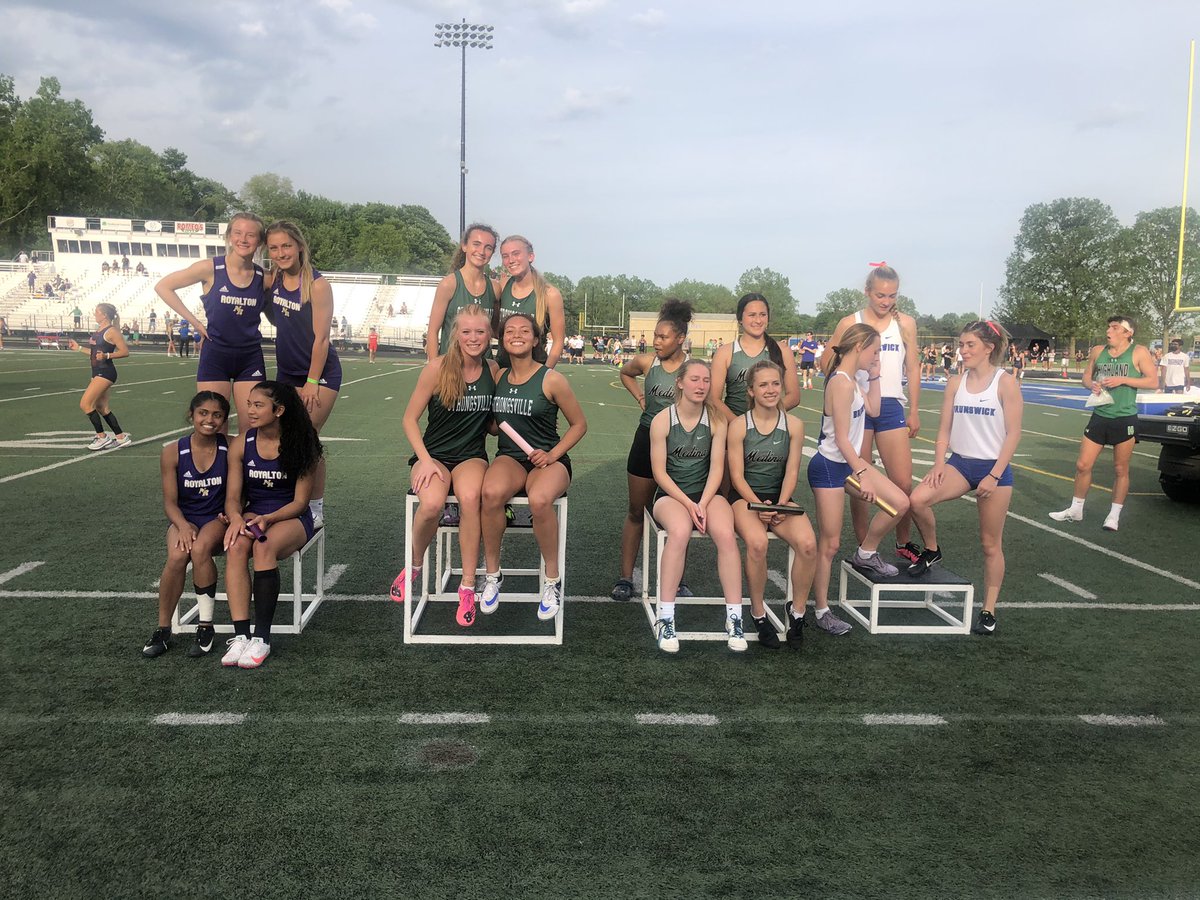 District champions today 4x100 relay, Paige Fabrizi, Mackenzie Schulz, Taylor Demmerle &amp; Shelby Sallee #regionalticketpunched Amherst here we come <a href="/scsmustangs/">Mustang Athletics</a>