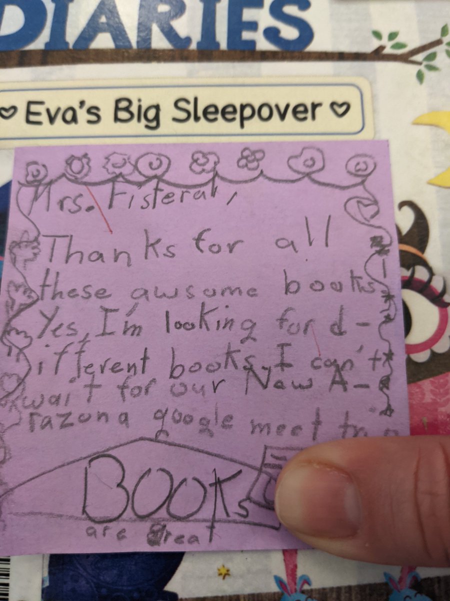 ctrlibrary's tweet photo. Connections matter ❤️ love to write my remote kids notes on their lib books &amp; got a note back this week 🥰 #connection #kidsmatter #worthit https://t.co/PgjWc0rkGH