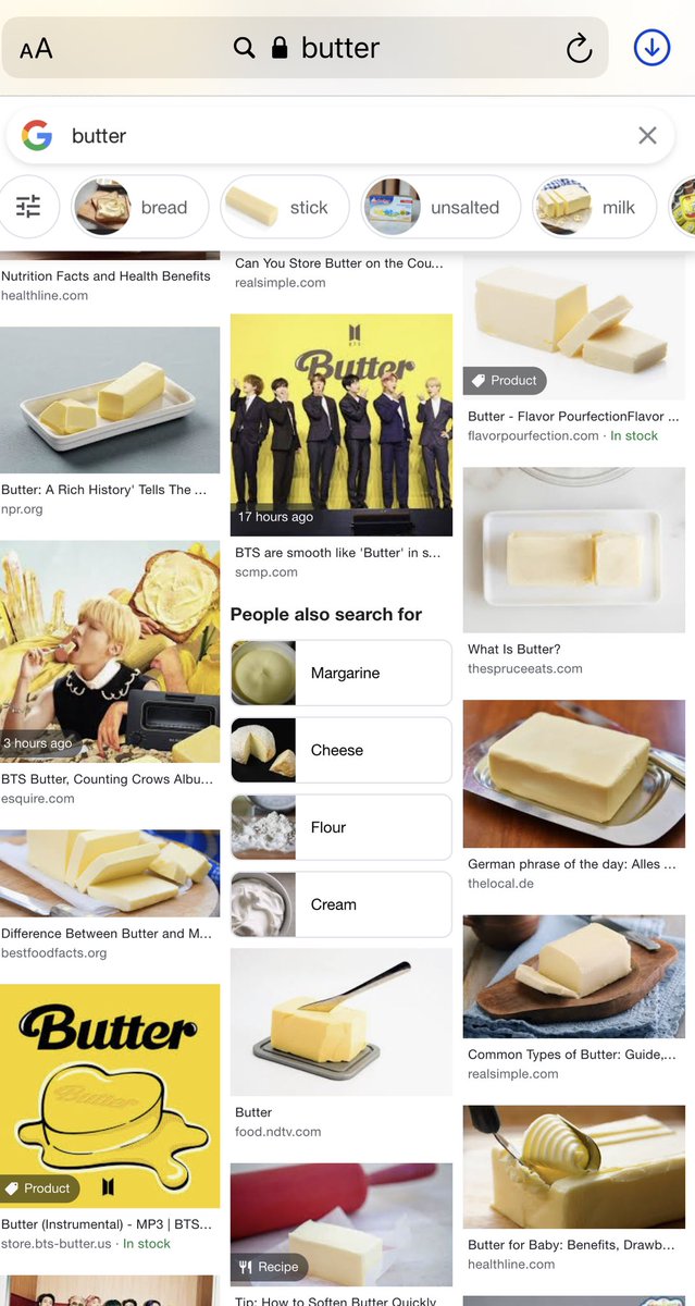 seokjinism1's tweet photo. the song Butter starting to take over butter searches 😂

 #방탄소년단진 #JIN #SEOKJIN #BTSJIN #Butter https://t.co/Np4wwnjDbN