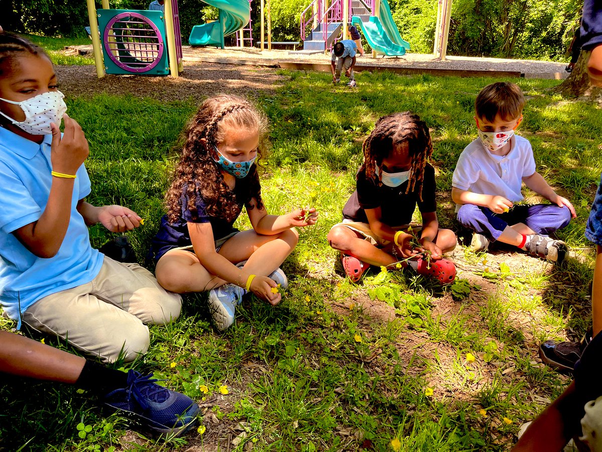 Picking flowers for their teachers 🤍