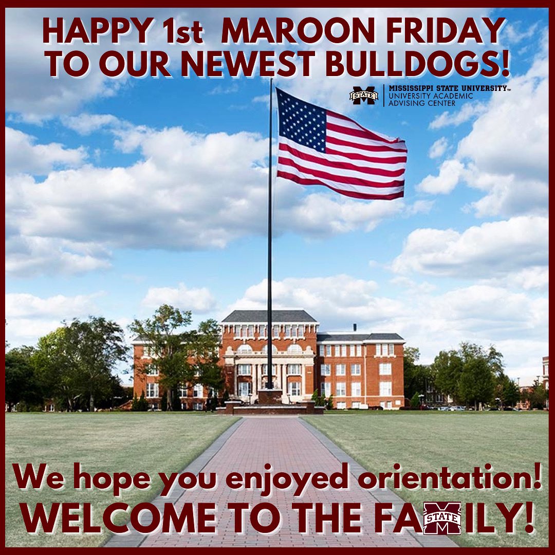 uaacmsu's tweet photo. As we wrap our first week of orientation in maroon and white, we just want to welcome all our newest Bulldogs to the MSU FaMily! It’s gonna be a great fall, y’all!🐾 #hailstate #weringtrue https://t.co/RrUEGCnPqE