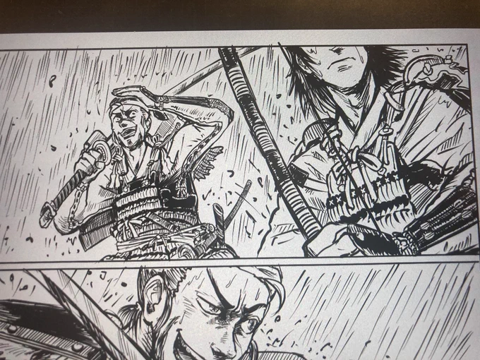 甲冑の情報間引くのって難しい。もっと誤魔化して描く位が絵として見易いんだろうなとは思う。
描き込む必要無いコマも描き込んでしまうのを何とかしたいw 