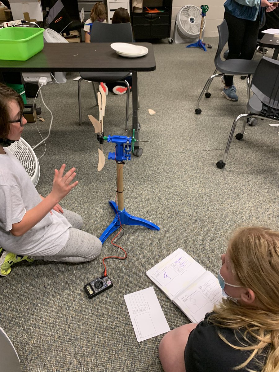 JillJensenIDEAS's tweet photo. 6th gr @SHMS_Saints used the engineering design process to build and test 3 different prototypes of @KidWind_Project turbine blades -11 volts was our winner! Way to go! #STEM #k12engineering https://t.co/lI5TQ7wTR8