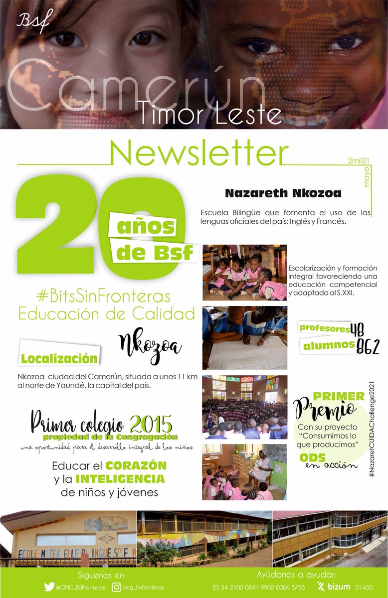 ONG_BSFronteras's tweet photo. Aquí está la #Newsletter de #Mayo dedicado a #Nkozoa! Una misión que nos hace soñar con un futuro de #AprendizajesSignificativos que hagan de nuestros alumnos transformadores del mundo!#AvecToi4_0 https://t.co/uJ8NpIxLkI