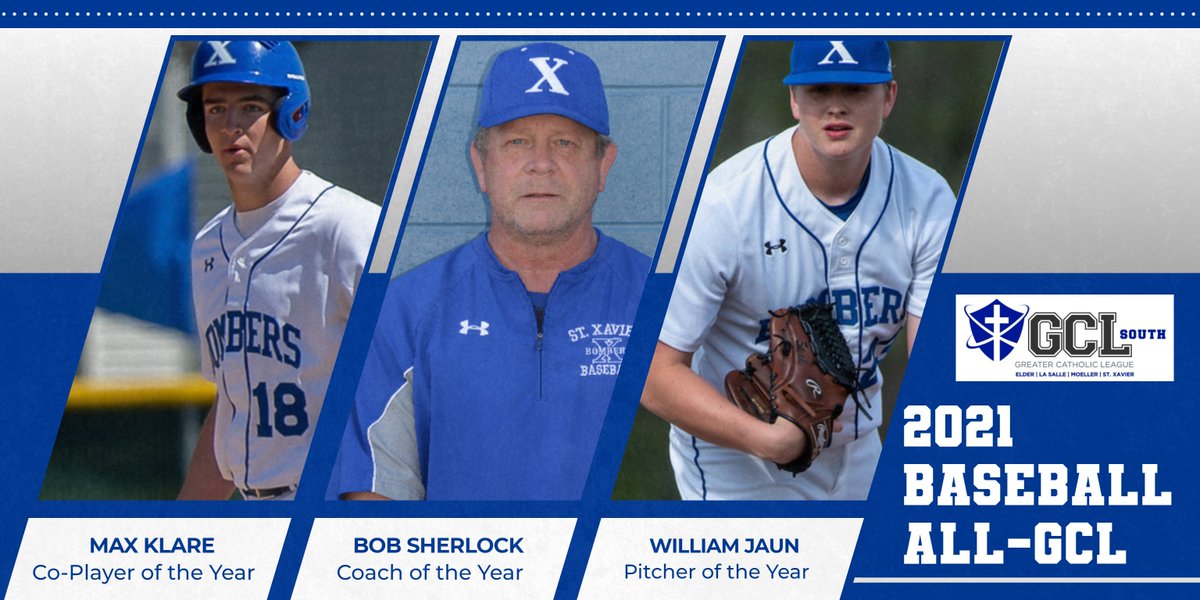 CONGRATULATIONS to the GCL Champion Baseball Bombers named to the 2021 All-GCL Baseball Team

CO-PLAYER OF THE YEAR: Max Klare
PITCHER OF THE YEAR &amp; CAPTAIN: William Jaun
COACH OF THE YEAR: Bob Sherlock

stxsports.net/news/2021/5/20…

<a href="/StXBall/">St. Xavier Baseball</a>

#AMDG