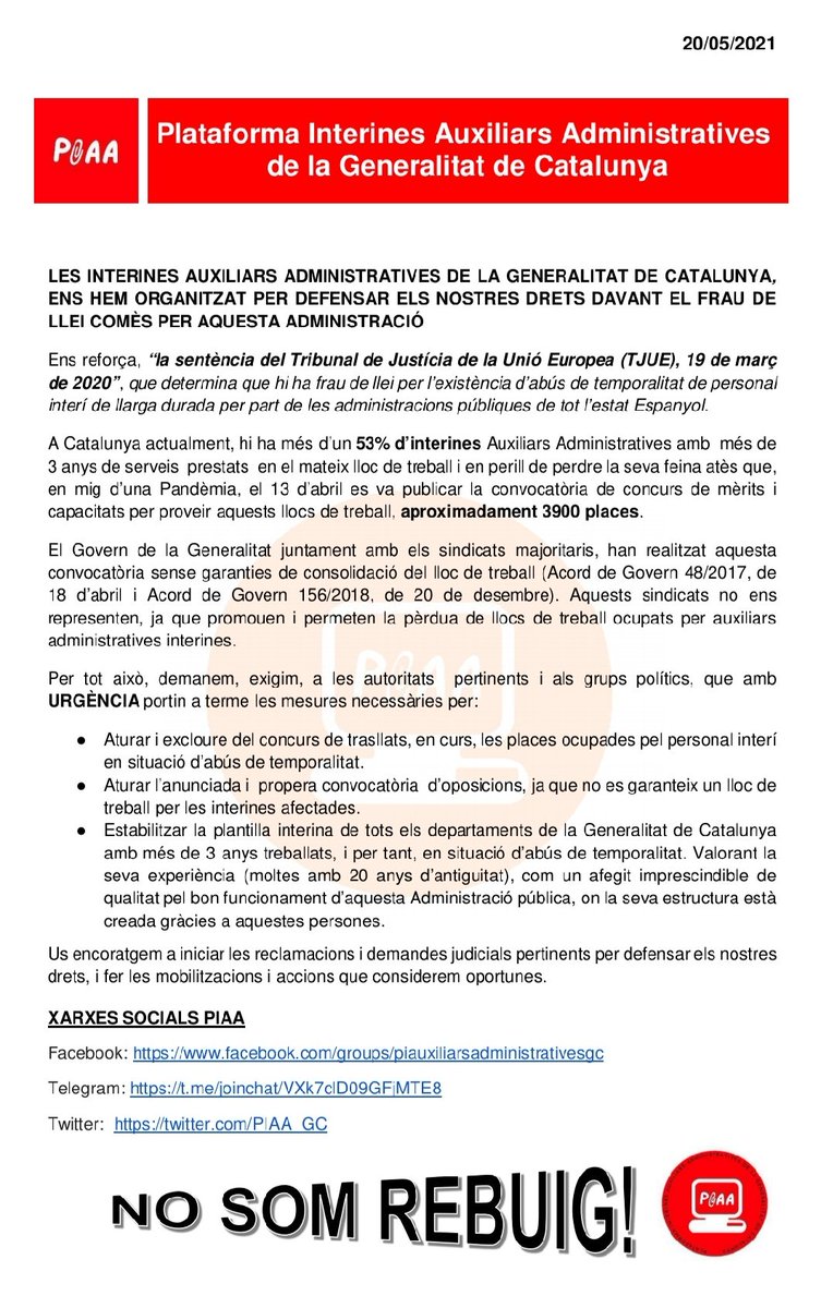 PIAA - Interines en abús de temporalitat tweet media