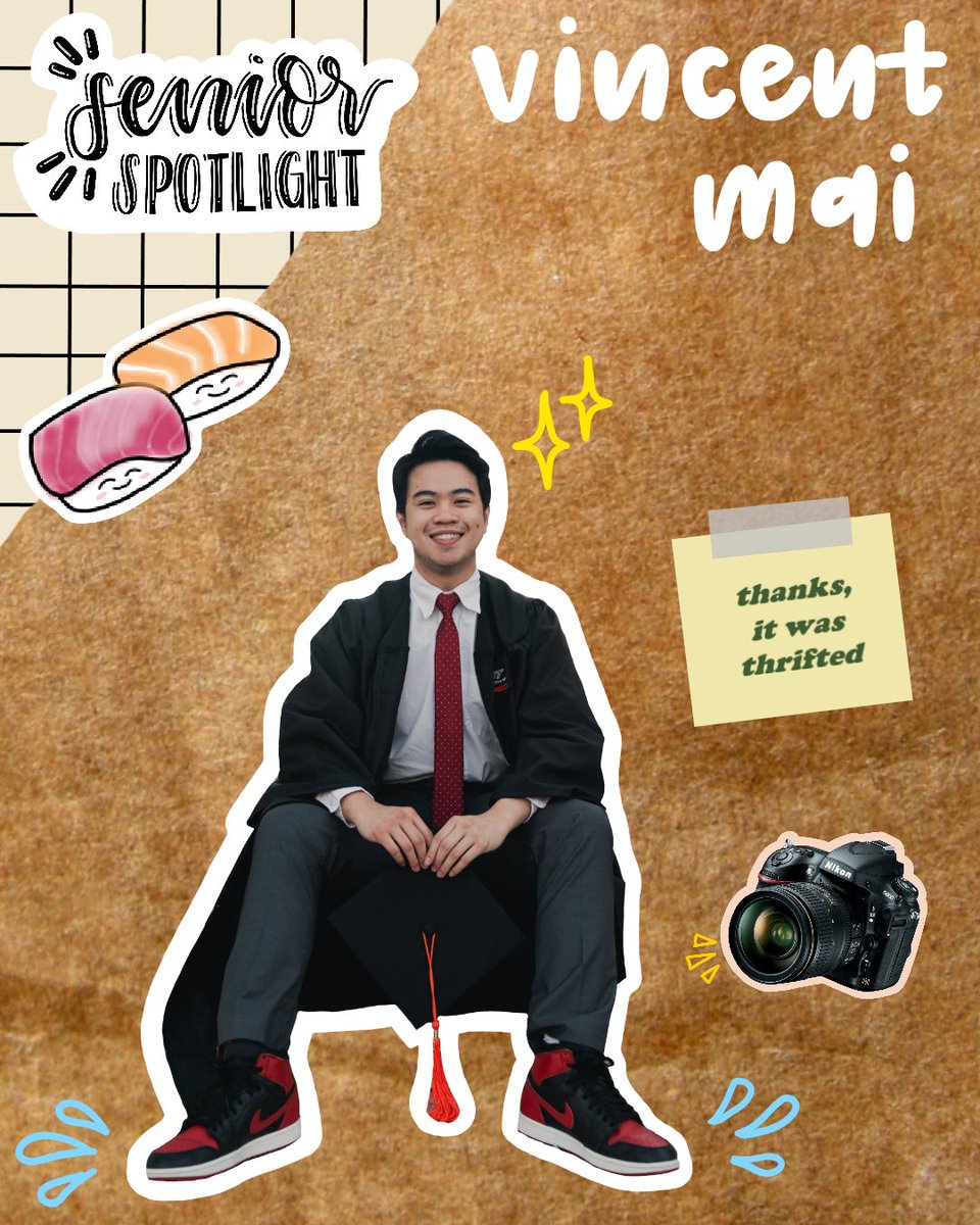 Starting off our SENIOR SPOTLIGHT series is...✨ VINCENT MAI ✨

Major: Computer Engineering and Machine Learning
Hobbies: Photography, thrifting, gaming, sports
Favorite food/restaurant: Sushi, all you can eat

Stay tuned this week for his favorite choreography and performance!