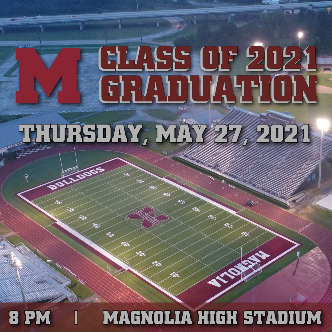 MagnoliaISD's tweet photo. Next week we get to celebrate the Class of 2021! 🎓 A live stream of each ceremony will be available. Visit the link for full details on parking, shuttles, concessions, and more. https://t.co/hryGrgLPDJ