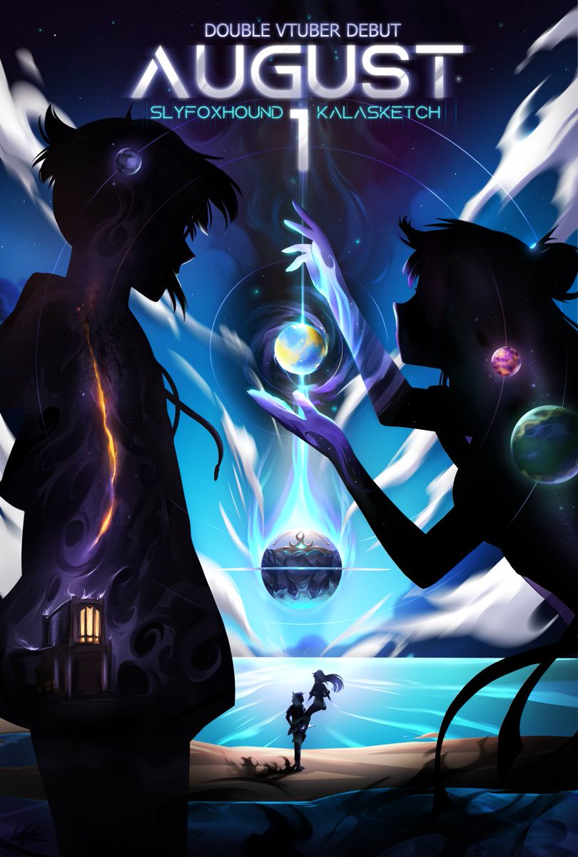 SlyFoxHound's tweet image. ✨Happy to be able to announce our Double Debut! 🤩✨

Pls enjoy this Poster that Kala made! 🥰 Any RTs &amp;amp; energy you send our way is just so, so kind. TY!

💀🏝️ twitch.tv/slyfoxhound
☄️🪐 twitch.tv/kalasketch

#ENVtuber #Vtuber