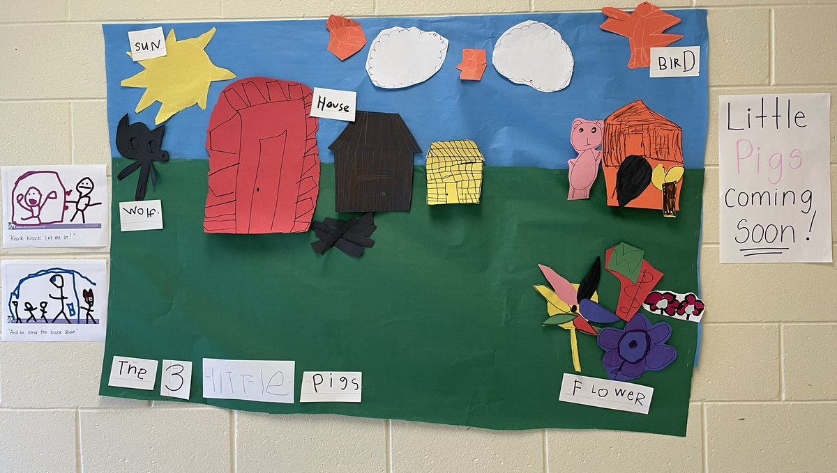 We had one of the most interactive Fun Fridays yet (even from 3 feet apart)! After reading multiple versions of ‘The Three Little Pigs’ 🐷🐷🐷 we worked together to create a mural of our story’s setting. We then jumped into some interactive writing to finish off our creation! 📝