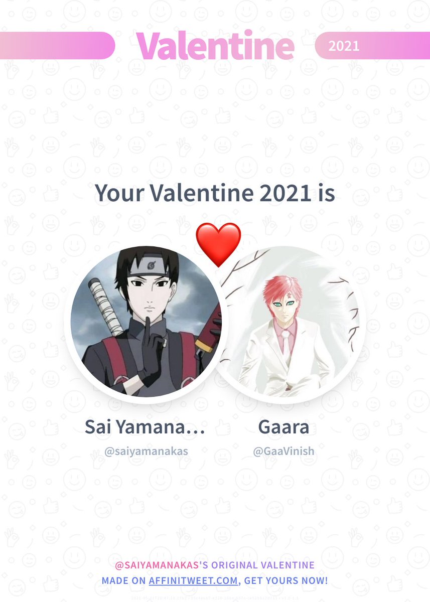 ✨ Valentine

This year you're mine GaaVinish! ❤️
And you, whom will be yours?

➡️ affinitweet.com/valentine