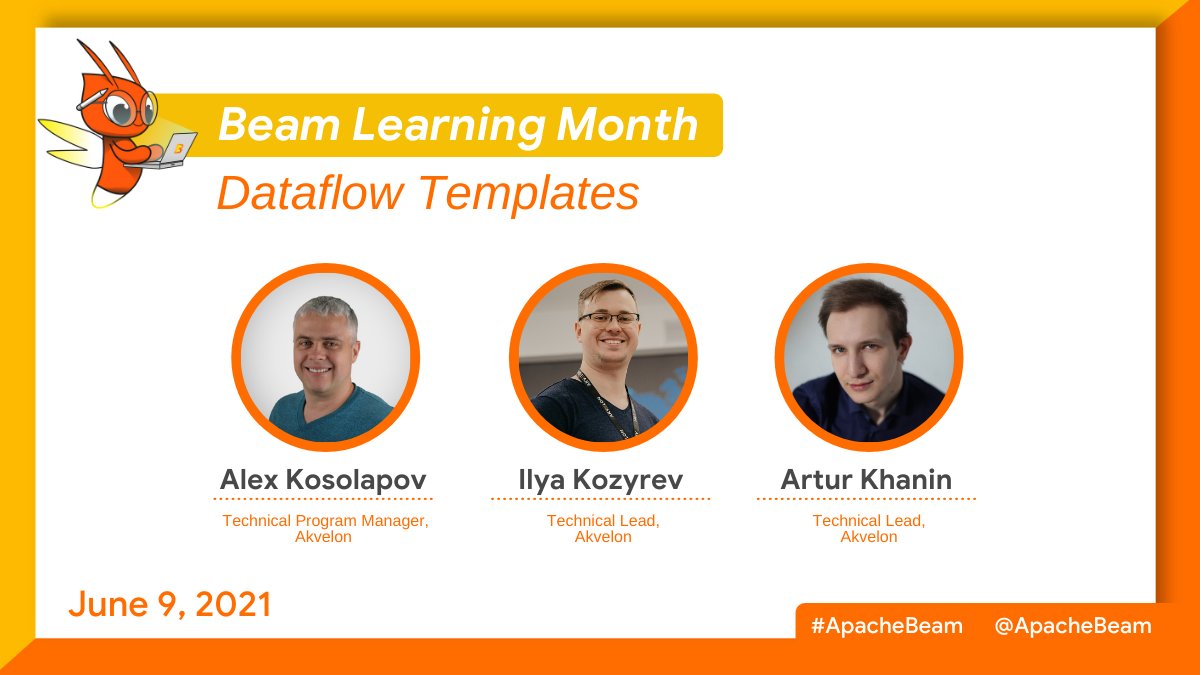 ApacheBeam's tweet photo. Join the first #BeamLearningMonth to learn about an example use case, where Alex Kosolapov, Ilya Kozyrev and Artur Khanin from @Akvelon tell us about using templates and their benefits in Beam.
Do not miss this opportunity and register to the meetup:
https://t.co/JAl4GAp7tp https://t.co/VGbXoHWzD1