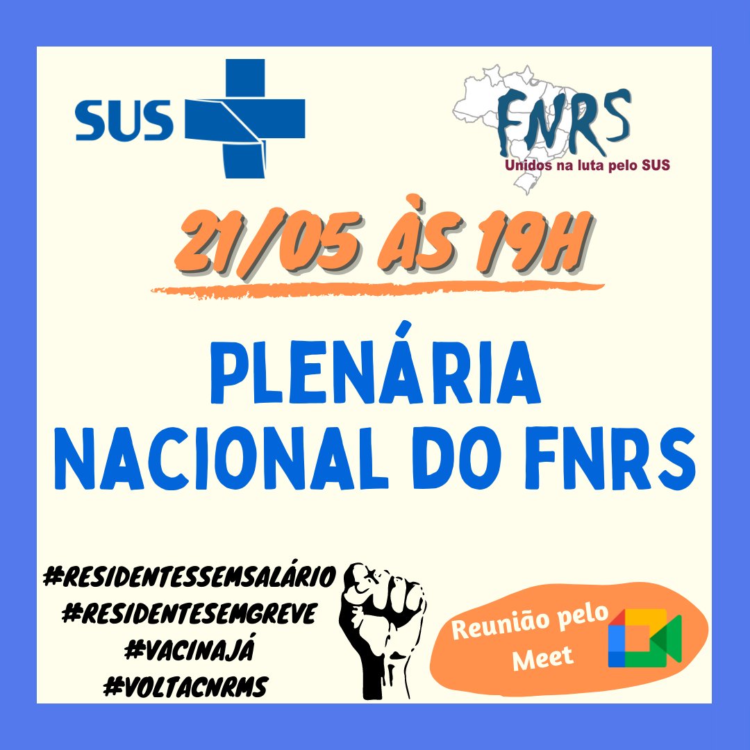 NacionalForum's tweet photo. PLENÁRIA NACIONAL🚩Hj (21/05) às 19hrs ⏰ teremos a nossa Plenária Nacional dos residentes para avaliação da nossa greve e deliberação dos próximos passos 🏃🏿‍♀️🏃🏾‍♂️
A participação de TODES é mt importante p fortalecer a nossa luta!
Os links das salas serão enviados nos grupos de wpp https://t.co/03JRotMtgq