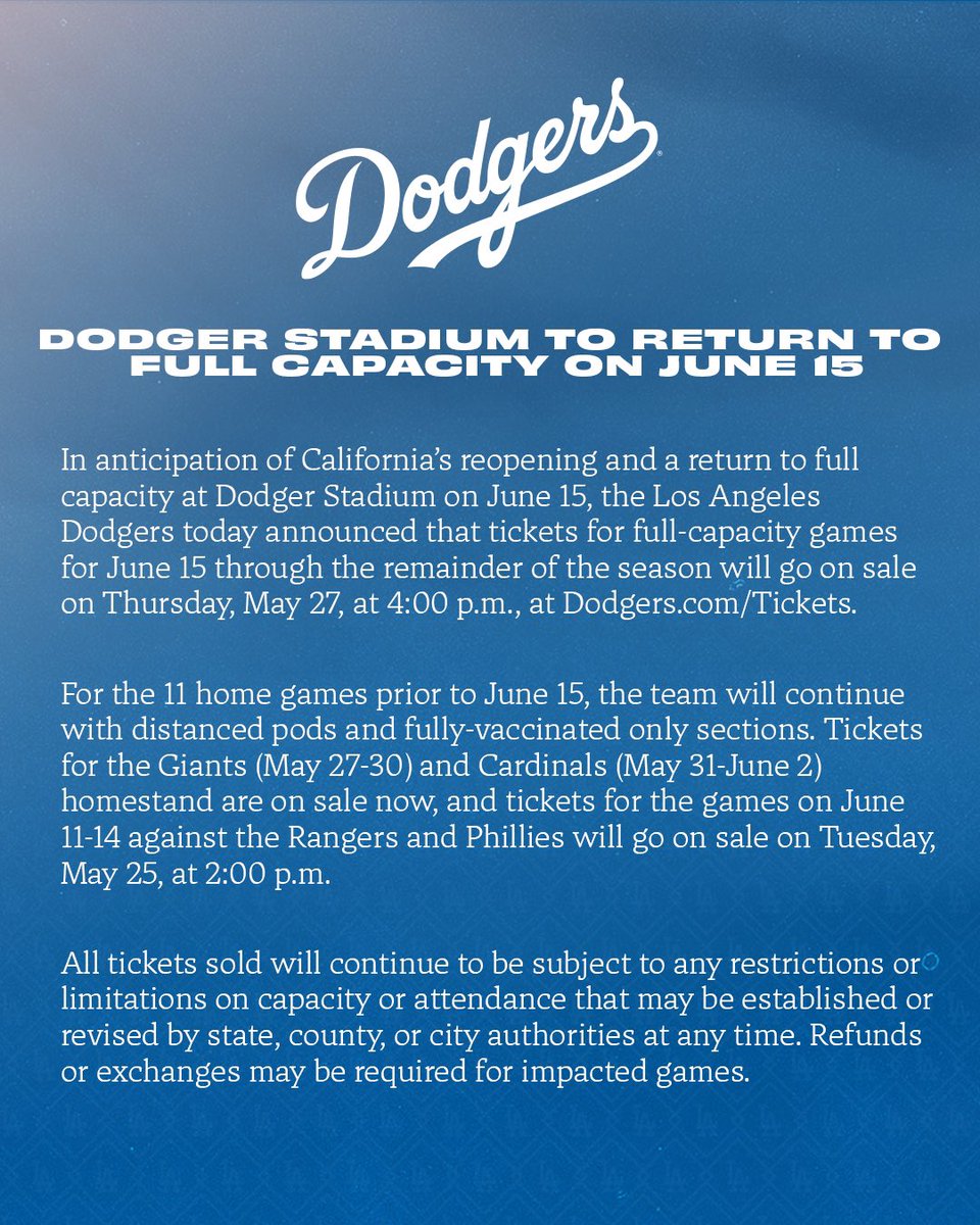 Dodgers's tweet image. LA together again.