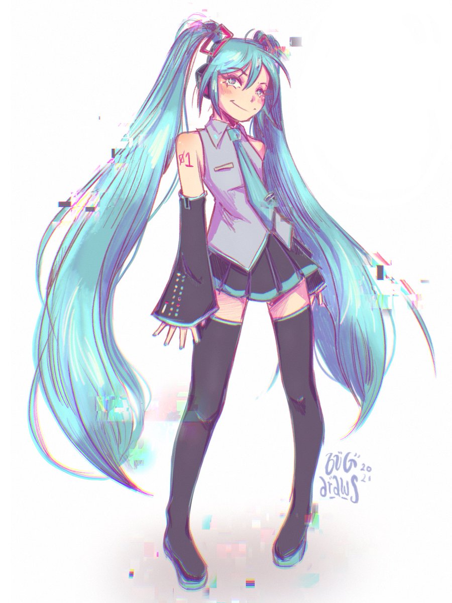 bellthebug's tweet photo. I know I’m a year late but here’s my #mikuredraw 2021!🤖 https://t.co/P9wsOyuvX2