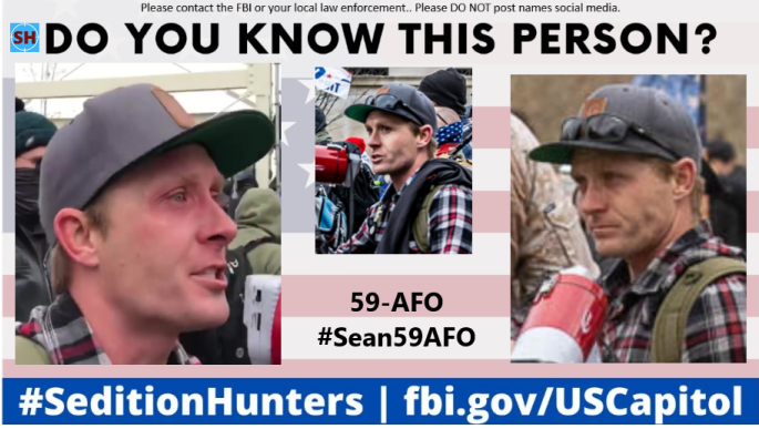 Please share across all platforms. Do you Know this person?? Please contact the FBI with 59-AFO do not post names on social media #Sean59AFO #DCRiots #CapitolRiots