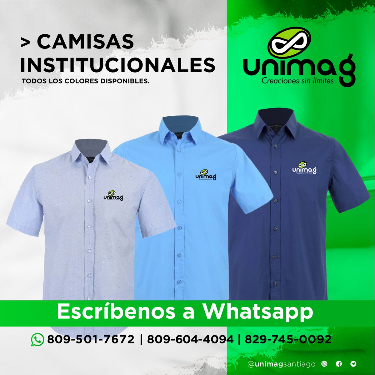 UnimagSantiago on Twitter: "Creamos todo tipo camisas Institucionales. . . . Unimag | C/ Independecia Santiago, R.D. Telfs.: 809.724.9746 | 809.241.2858 unimagventas@gmail.com https://t.co/UeRui5uUBD https://t.co/FKafKOUqAN" / Twitter