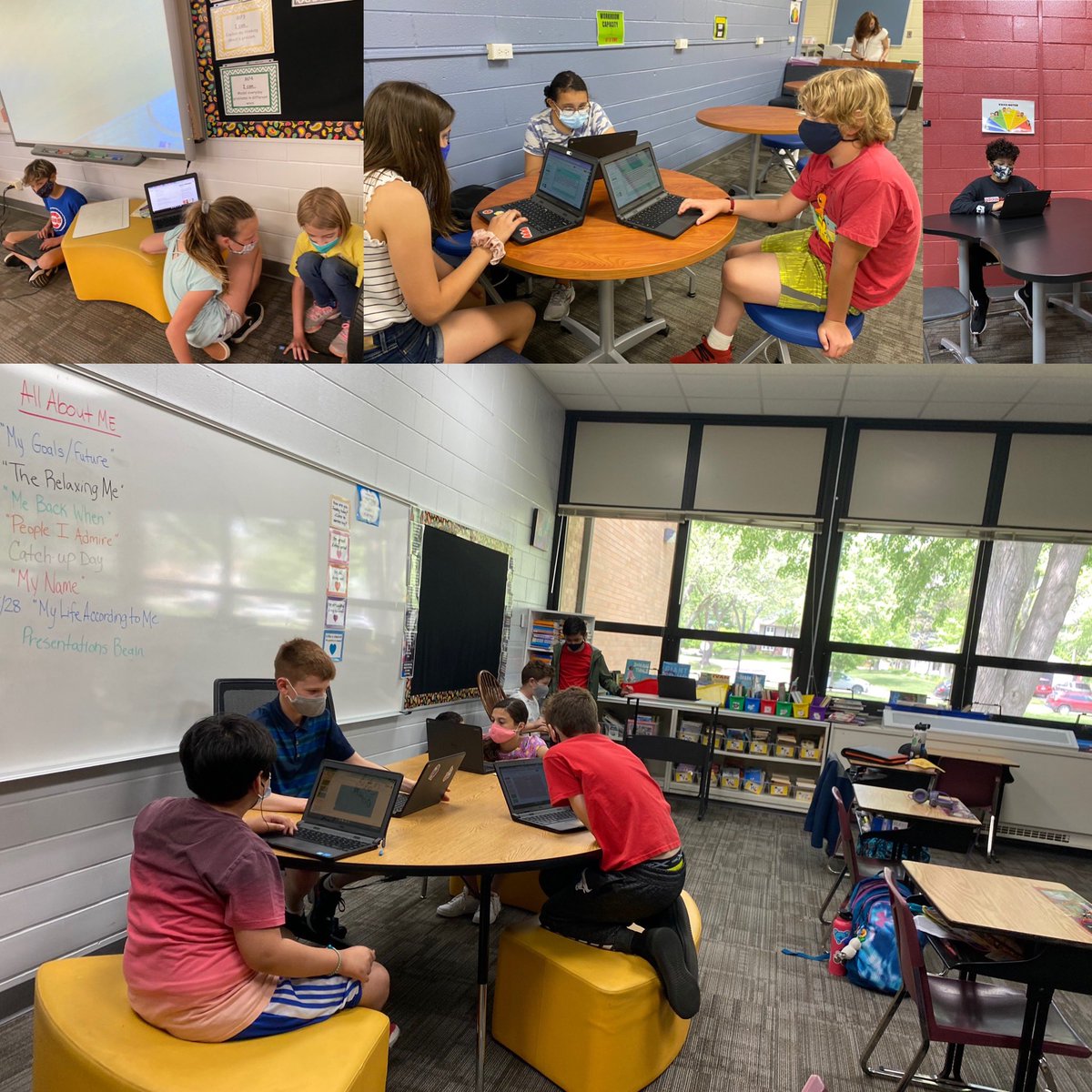 Today Beebe's Dual Language 5th graders were working collaboratively in their final Spanish literacy project.  Mrs. Borjas and I are proud of their hard work! #Naperville203,#BeTheSpark