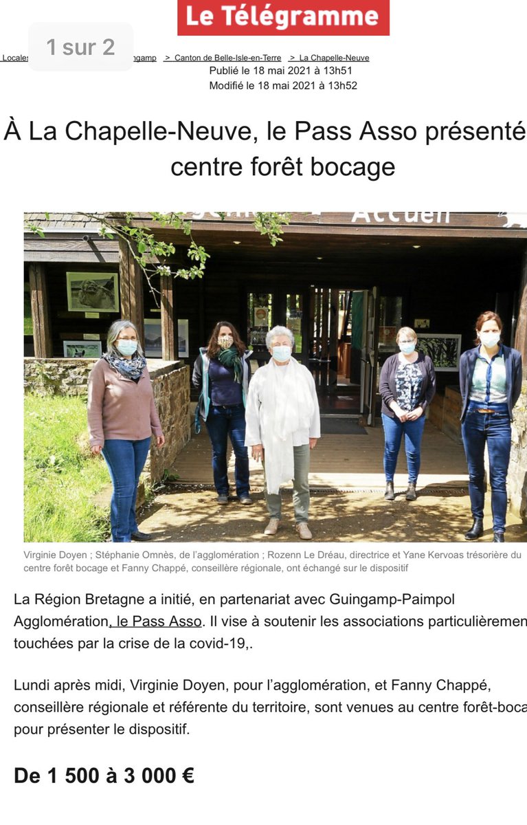 fannychappe's tweet photo. La @regionbretagne aide les associations qui ont été mises en difficulté par la crise @GuingampPaimpolAgglomération #associations #PassAsso https://t.co/TqhEiX24sA