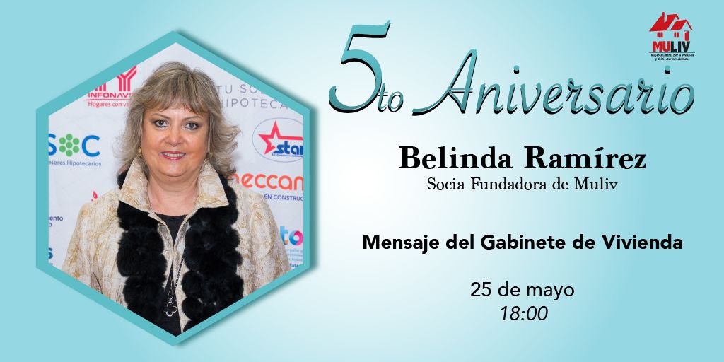 💫Belinda Ramírez (<a href="/Belinda_RR/"> Belinda Ramirez R</a>), socia fundadora de #Muliv, estará presente en el panel, “el retorno a la nueva realidad”.💫

#SoyMuliv 
#5AniversarioMuliv

🗓25 Mayo
⏰ 18:00-20:00 hrs
#FacebookLive👇🏻
bit.ly/3oqPcMi