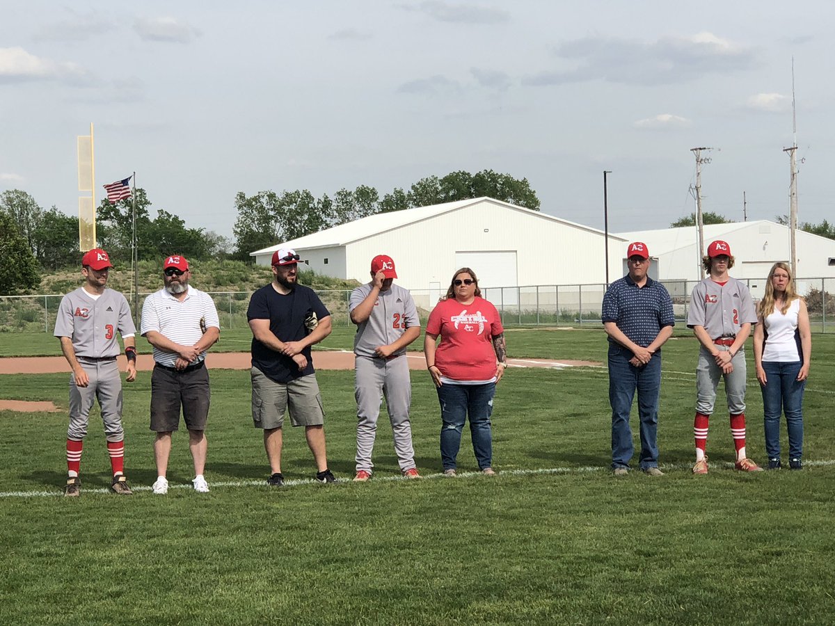 Congratulations to our Baseball Seniors!  The dads throw out the first pitch before the game v. Blackhawk.