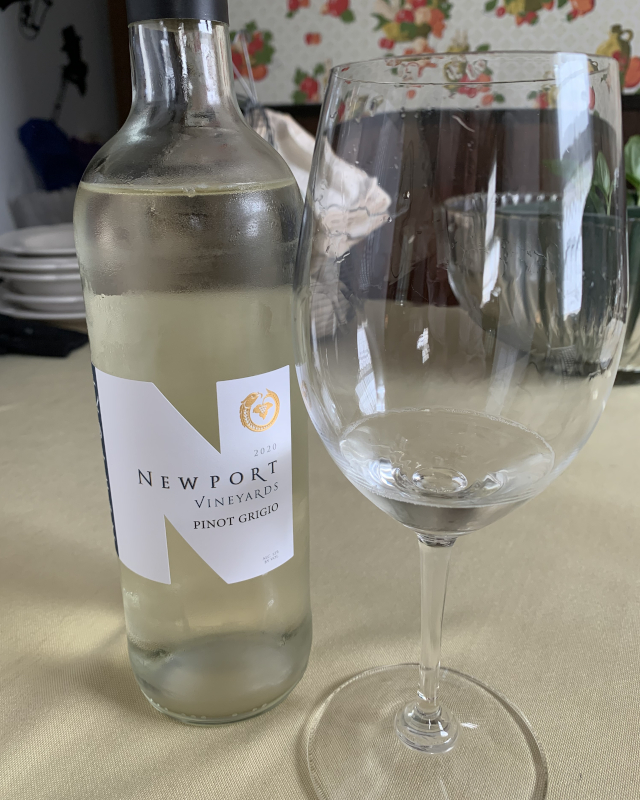 Starting off the weekend with a very nice <a href="/NewportVines/">Newport Vineyards</a> #PinotGrigio. Light and slightly effervescent. A bit of tart fruit. Nice to sip. I think it would make a great #Summer #wine. As light and lovely as the day.