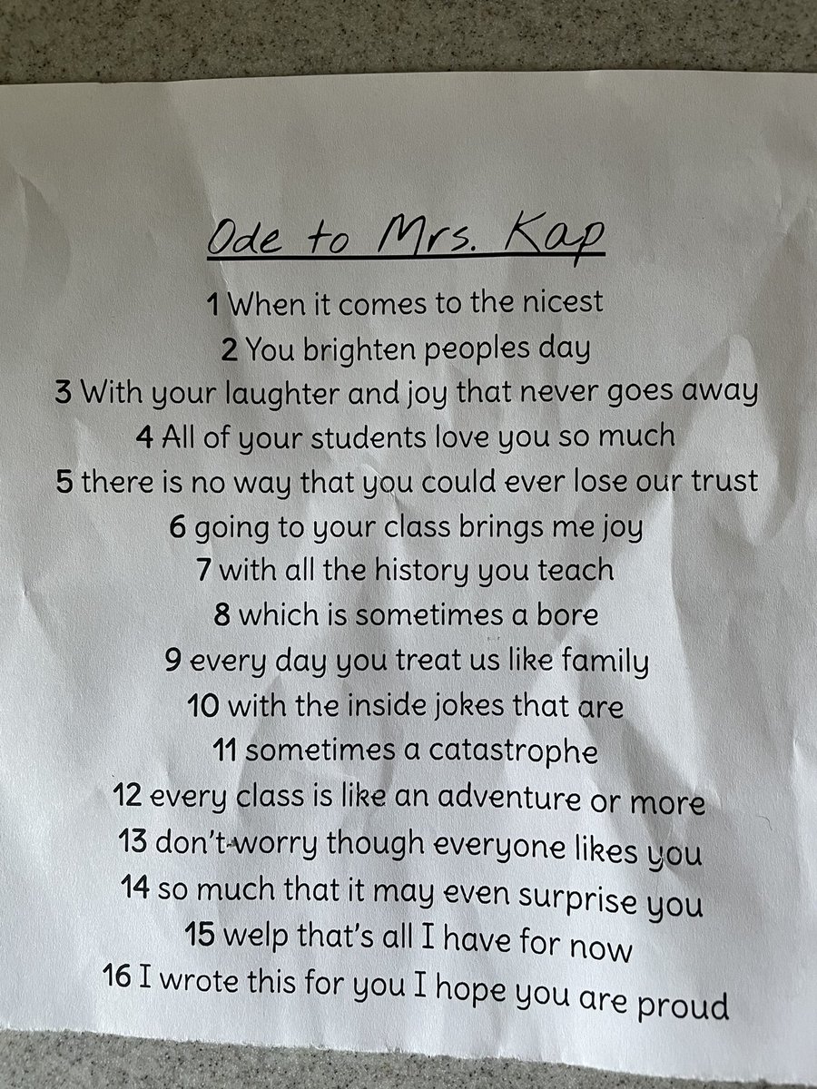 so proud and so grateful. thanks for making my day, kiddo ❤️ (and thanks to @MsKenney1 for having our student share this with me)