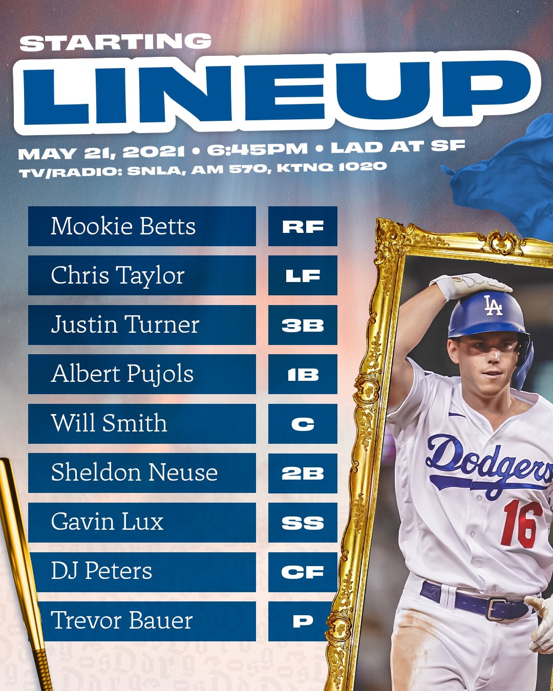 Los Angeles Dodgers on Twitter "Tonight’s Dodgers lineup at Giants