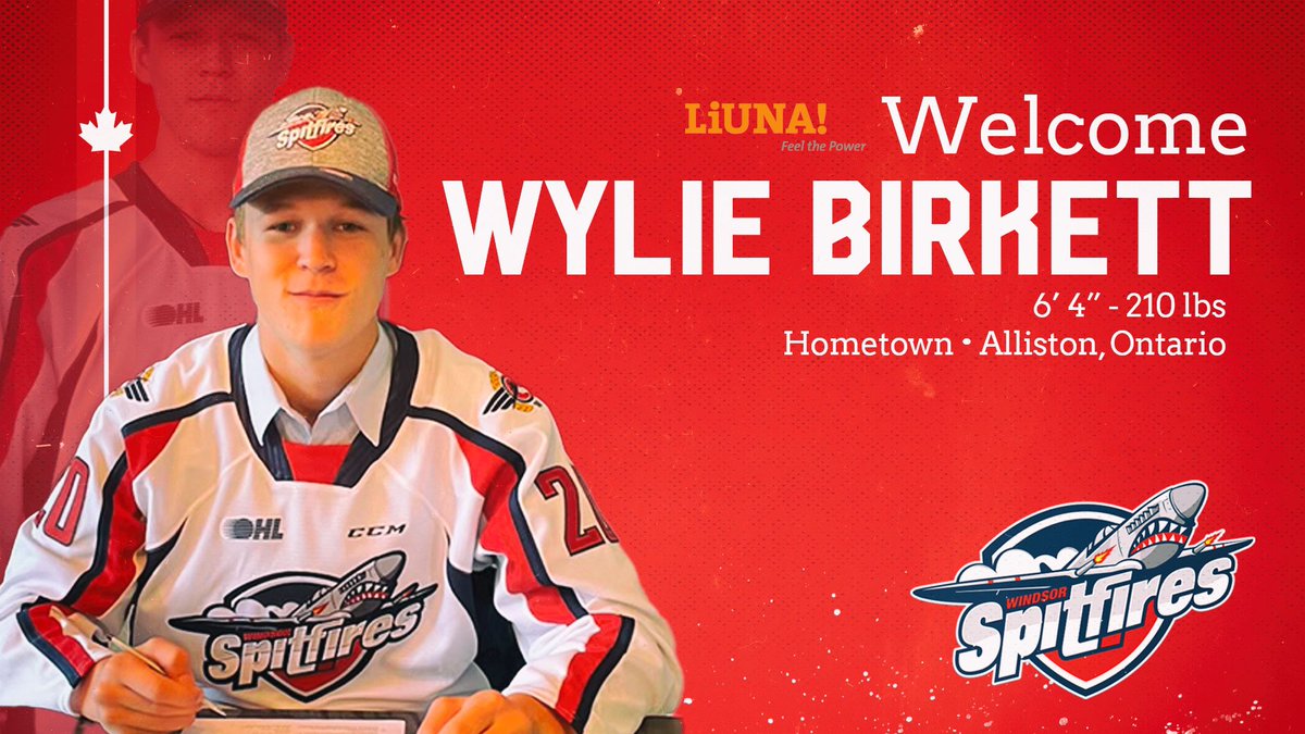 OFFICIAL: The Windsor Spitfires have signed Wylie Birkett to a standard player agreement. Welcome to the Spitfires, Wylie! #WindsorSpitfires #WinWithin <a href="/BirkettWylie/">Wylie birkett</a> 
Details | Windsorspitfires.com