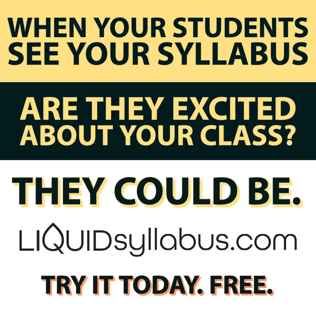 liquidsyllabus's tweet photo. Make a syllabus that will engage your students in the learning before class even starts.  Liquid Syllabi help all students succeed.  https://t.co/DcENYLZIJU makes it easy.

#humanizeol  #online #equity https://t.co/gu5Is4f0Qf