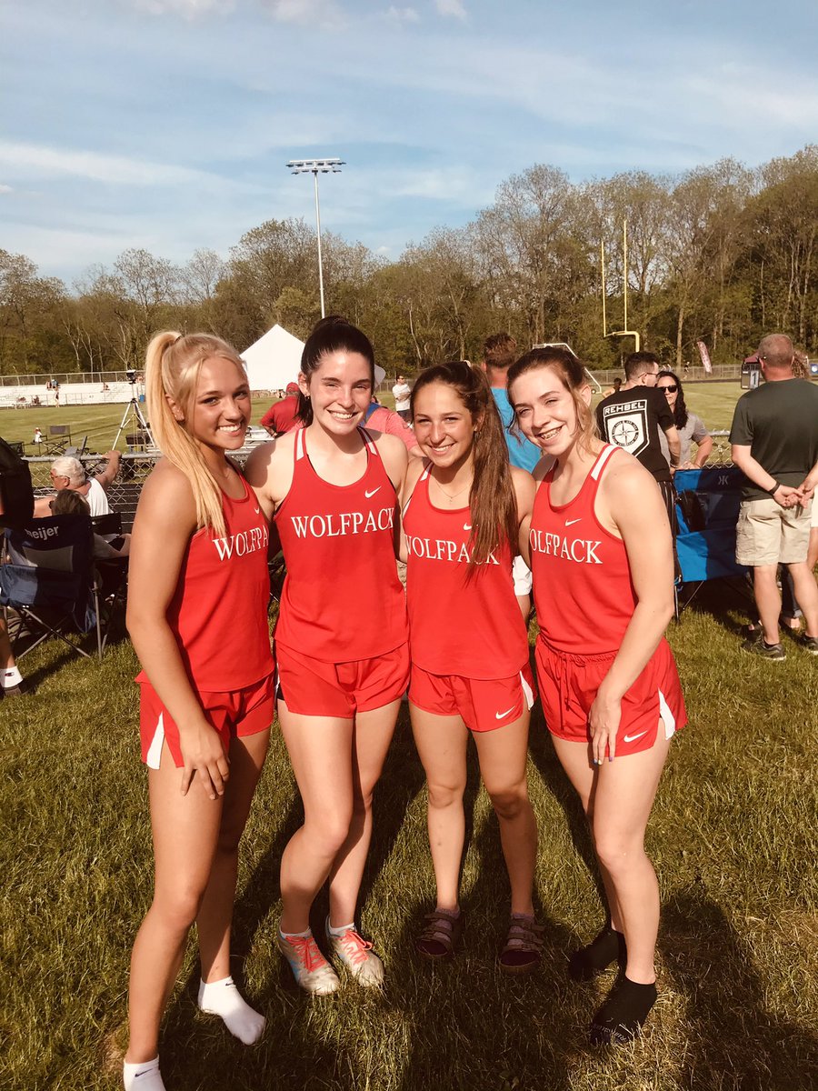 CoachBorgman's tweet photo. Congrats to the girls 4x100 team for qualifying for states and setting a new school record. 51.47a #WolfpackTrack https://t.co/H9Xn3Qkz8M