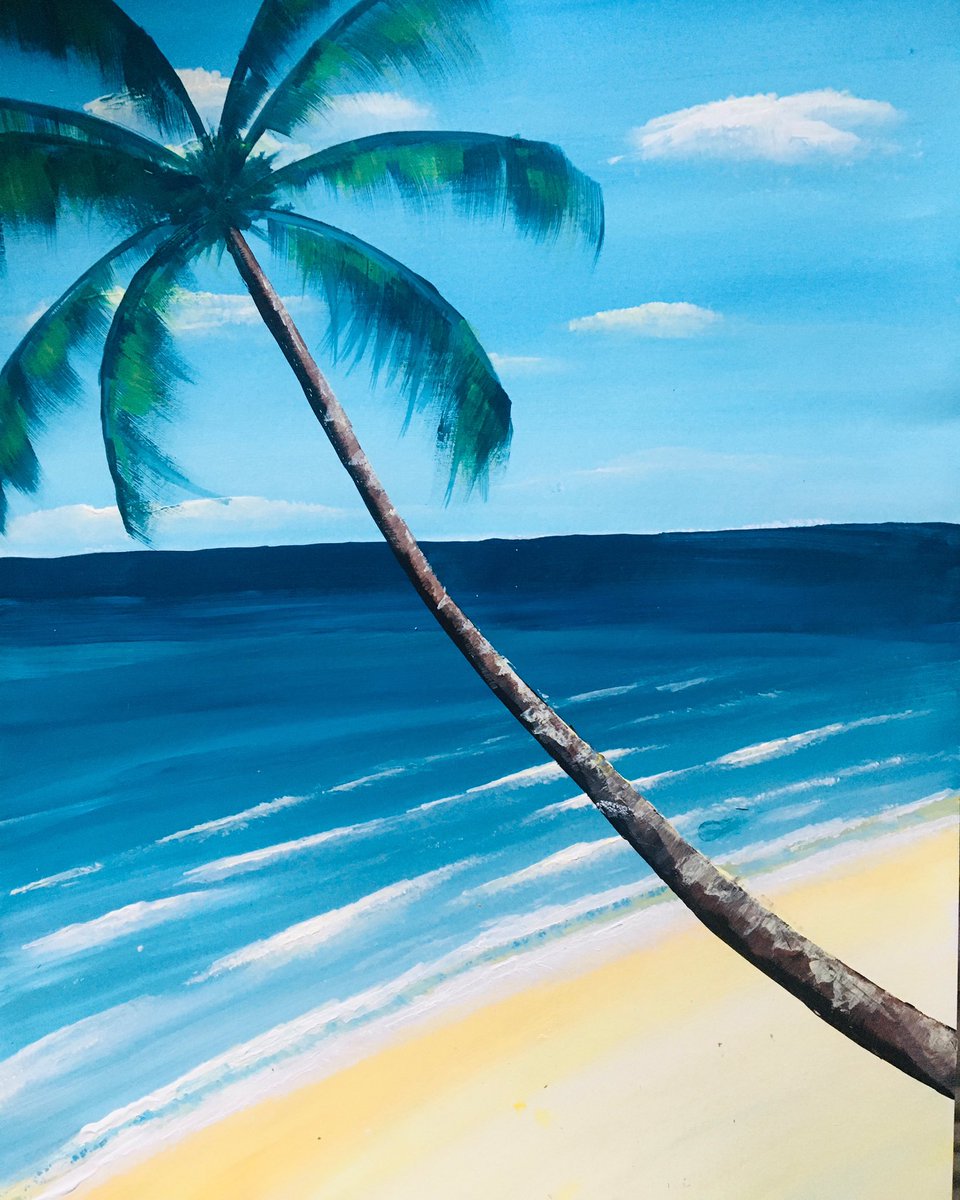A bit of escapism this week in art class … painting tropical scenes 🏝 ☀️ #caribbeanbeach #artclassesforkids #acrylicpainting #arttutorials