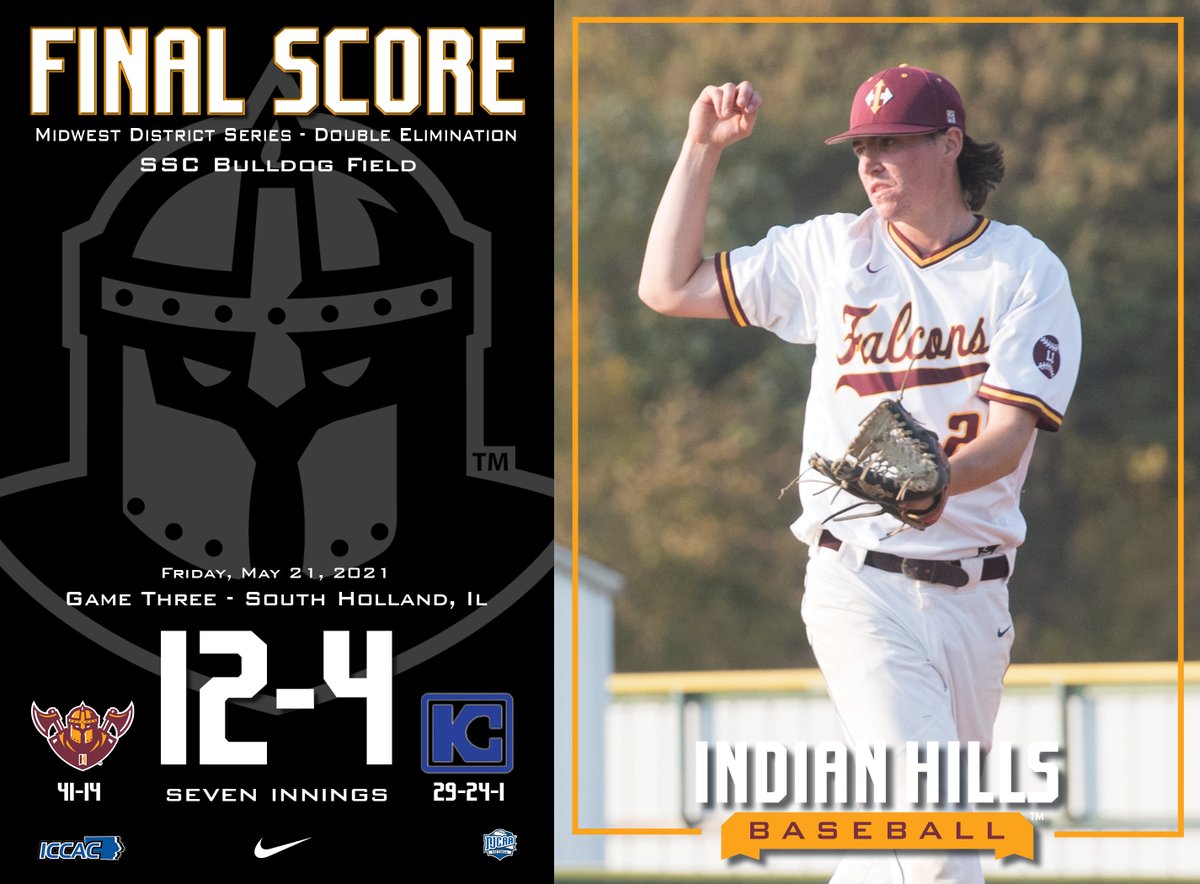 IHCCAthletics's tweet photo. WARRIORS TO THE FINALS – @IHCCBaseball survived today’s Midwest District Series elimination game with a 12-4, 7-inning win over @KC_BlueDevils (29-24-1) to advance to tomorrow’s 11 a.m. finals vs. No.1-ranked @WVCBaseball (53-3). #WeAreHills #WarriorNation #NJCAAForward ⚾️ https://t.co/5ttPogdRjJ