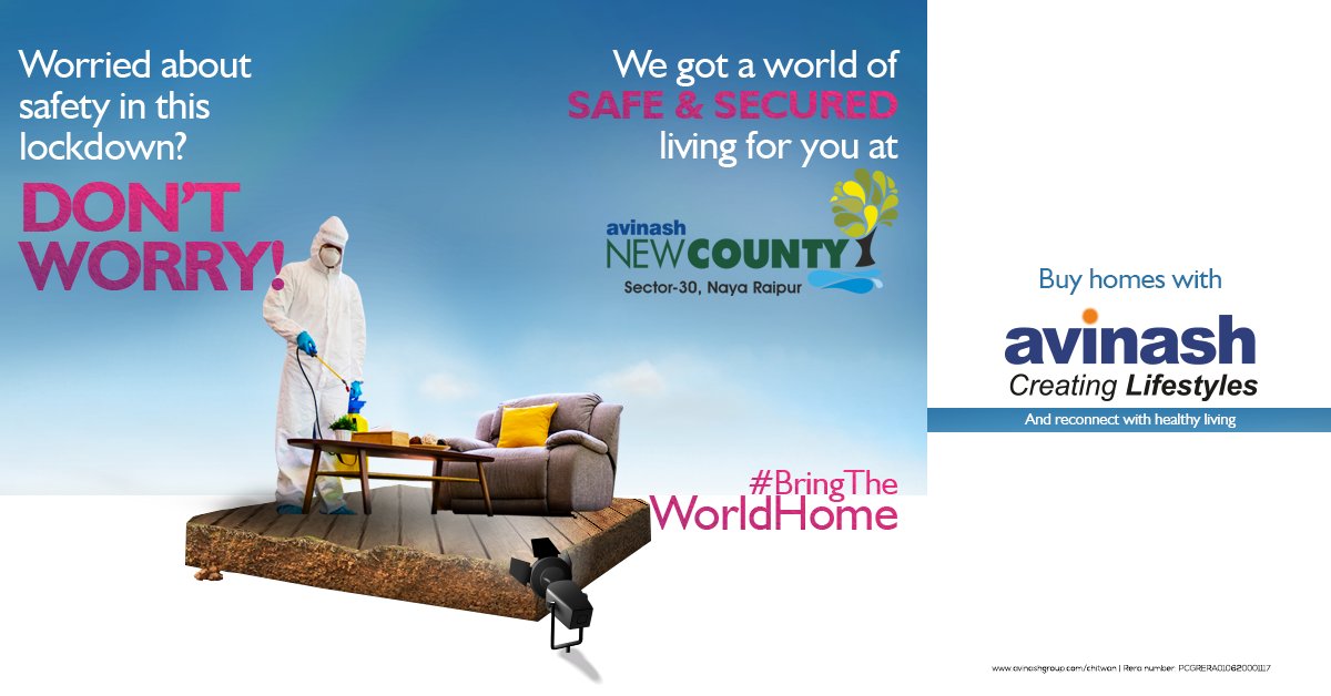 AvinashGroup's tweet photo. Enjoy a stress-free life at Avinash New County!

Choose your next address at Avinash New County where we assure your safety by following tight security measures and maintain high standards of cleanliness. 

#AvinashGroup #BringTheWorldHome #NewCounty #Covid19 #Raipur #RealEstate https://t.co/l7ODJm1ET5