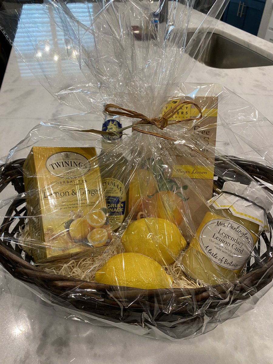 HaneyBecca's tweet photo. @mathlady2014 gave me another amazing basket. A condolence basket with a dual theme-lemons and all things English. I have to forego a trip to London in June, due to travel restrictions. “Making lemonade” out of the situation by teaching PACE! @IMMSLions https://t.co/RUAakGoMny