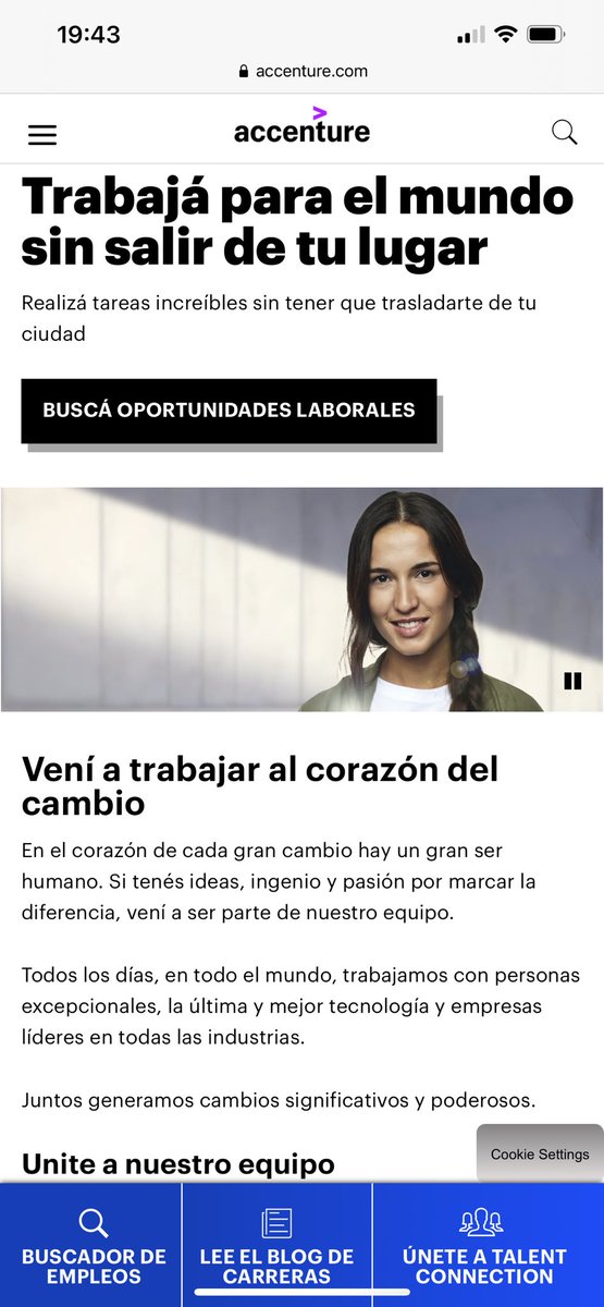 Son días difíciles ⛈☔️. Sin embargo hay grandes oportunidades para vos y tu carrera 🙂💥. Buscamos gente con cabeza innovadora y ganas de progresar sin techo. Hay más de 600 posiciones abiertas para ocupar ya…… accenture.com/ar-es/careers