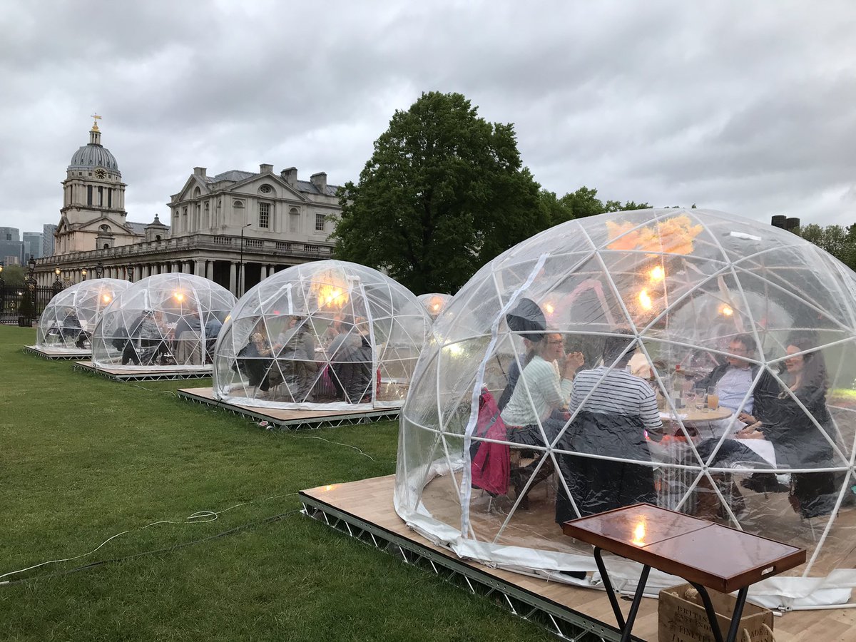 LezzleSE3's tweet photo. Really enjoyed dinner with friends in the amazing #DiningDomes at @RMGreenwich #QueensHouse this evening. Great food &amp; service, and a memorable experience, especially in the rain....👍 https://t.co/hmpPOJMpZO