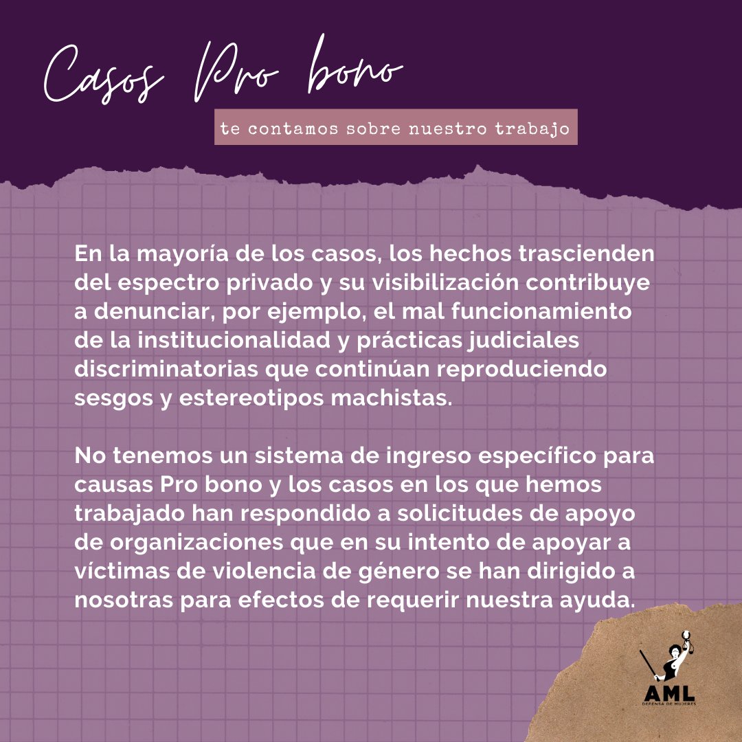 AmlDefensa's tweet photo. ¿Sabías que entre nuestro casos, hay algunos que son Pro bono?
Hay ciertos casos emblemáticos por el nivel de violación a los derechos de las mujeres y cuyas víctimas no tienen ninguna posibilidad de pagar abogadas que las defiendan con uñas y dientes, como lo merecen y necesitan https://t.co/51xj4XWD8Y