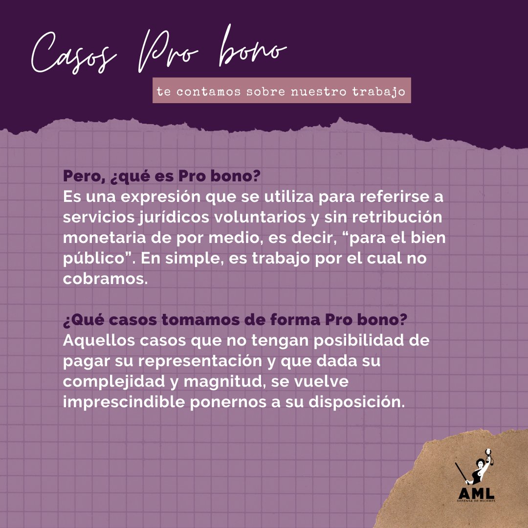 AmlDefensa's tweet photo. ¿Sabías que entre nuestro casos, hay algunos que son Pro bono?
Hay ciertos casos emblemáticos por el nivel de violación a los derechos de las mujeres y cuyas víctimas no tienen ninguna posibilidad de pagar abogadas que las defiendan con uñas y dientes, como lo merecen y necesitan https://t.co/51xj4XWD8Y