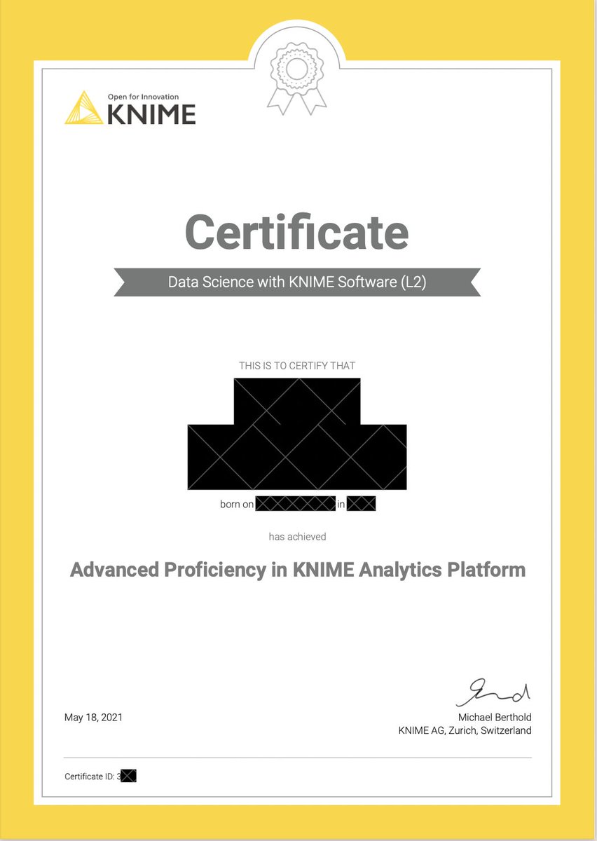 Uzivatel まっきー デジタル推進課 Na Twitteru Knime L2 Certification受かりました 難易度は英語 の読解に苦労するくらい 受験料は 119 実請求額は16000円だったので 会社からお金が出るのであれば受けてもいいのではないでしょうか Knimeがもっと有名になる
