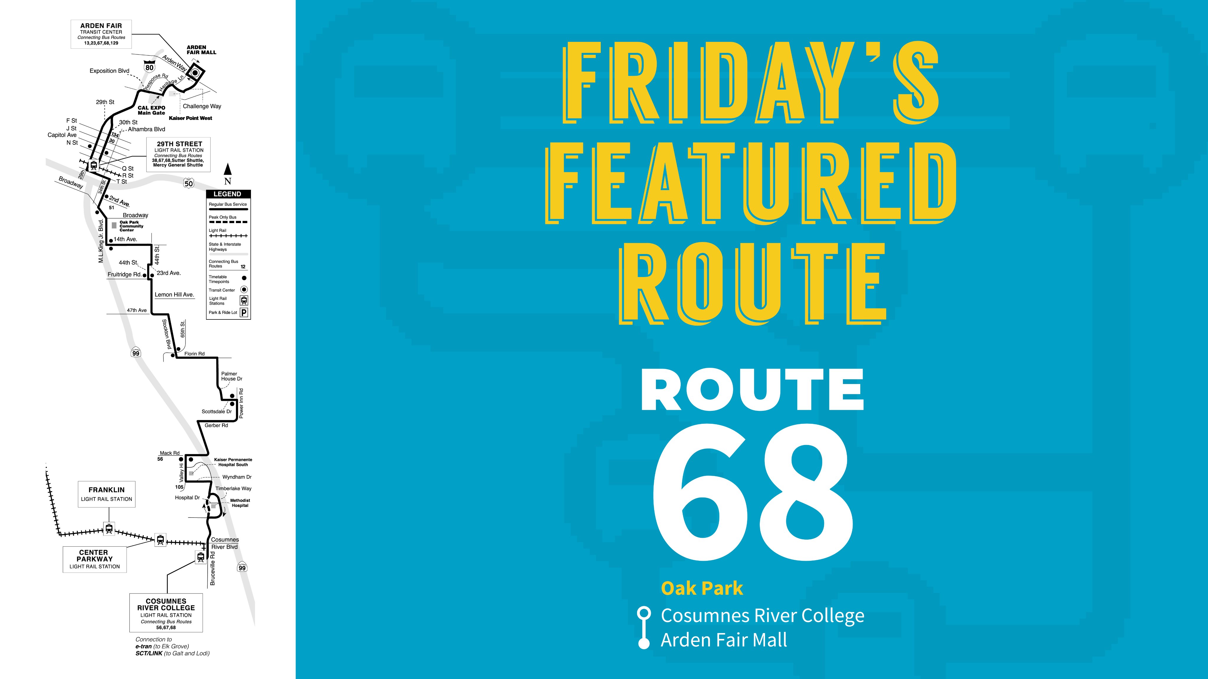 Sacrt Routes And Schedules Sacramento Regional Transit On Twitter: "Today's #Featuredroute Is Route  68. Route 68 Travels Between @Choosecrc And The @Ardenfairmall Transit  Center Via Oak Park. This Route Has The Same End Points As Route