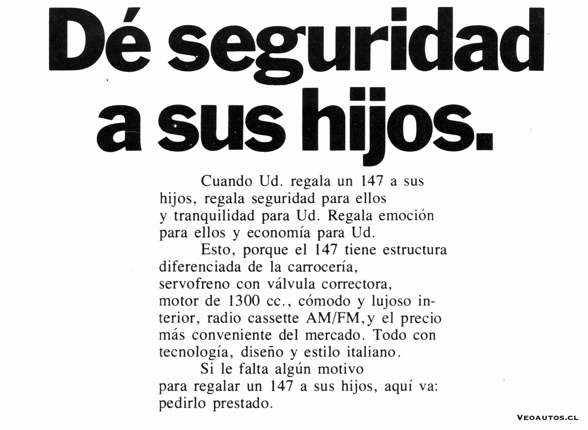 VeoAutos's tweet photo. FIAT 147 Publicidad Chile 1983. Precio época $460.000
+ Info Link https://t.co/Q26u5x9Dj1
#fiat147 #147gls #fiatchile @FIATchile @addict_car @thecarfactoids @YesterdaysDrive @RiveraNotario @publichilensis https://t.co/cuFXySu1Wn