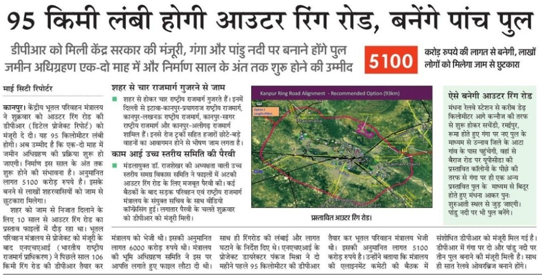Kanpur Outer Ring Road New Update । 79 गांवों की भूमि का अधिग्रहण होगा -  YouTube