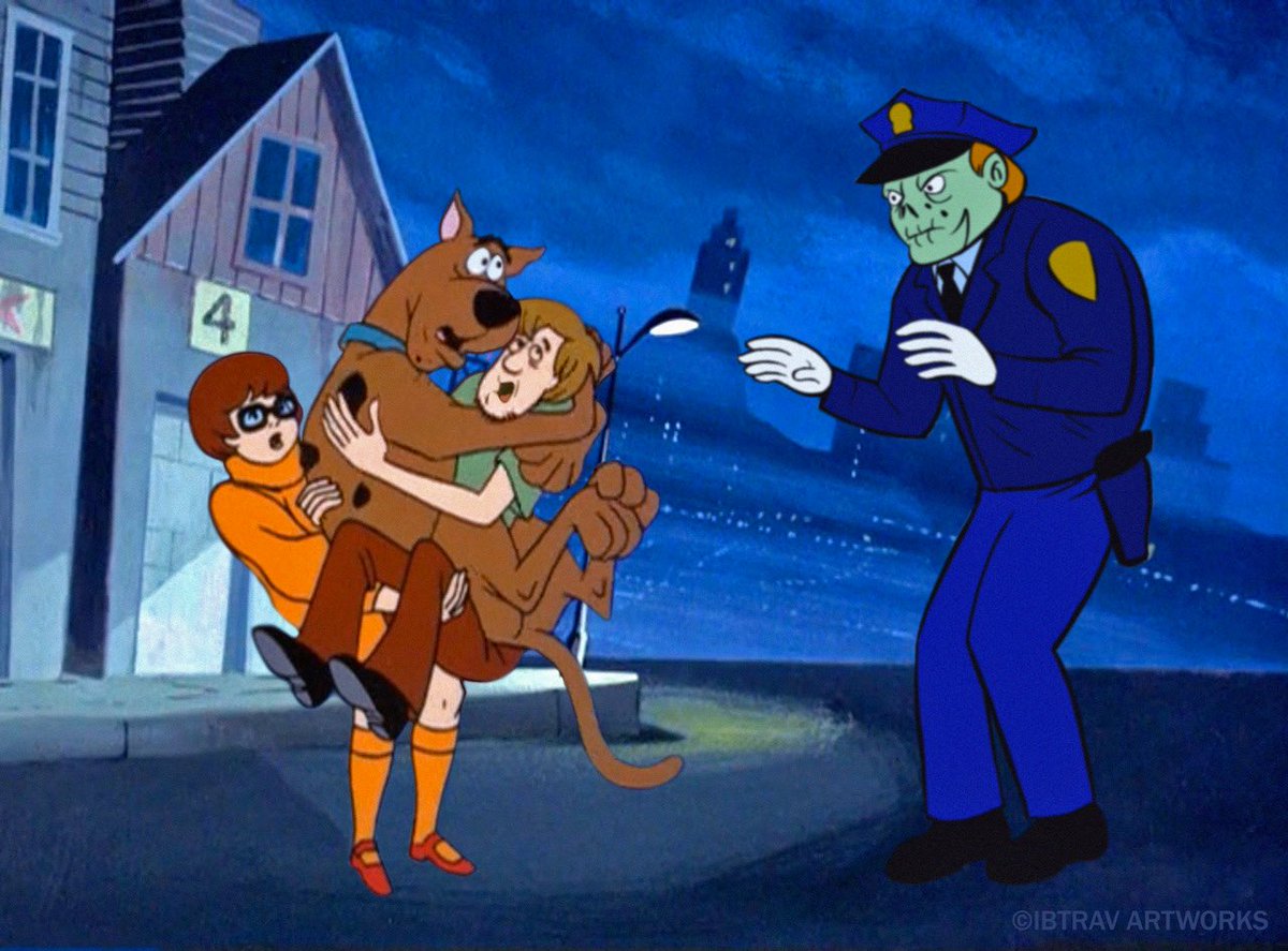 Tonight's #TheLastDriveIn reminds me of that Scooby episode “The Copper Heart Stopper”- Mystery Inc runs into a Maniacal Police Officer that haunts the streets of New York City.  #MutantFam #ManiacCop