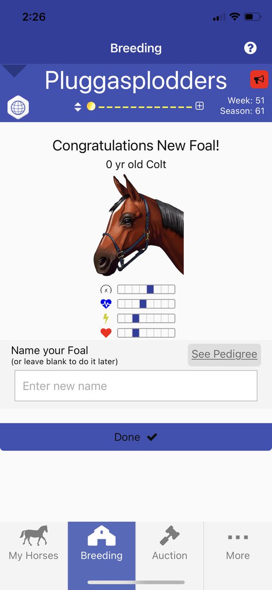 So I had a filly that was turned out I decided to retire her and bred 1 more foal . I bred her to one of these studs .....