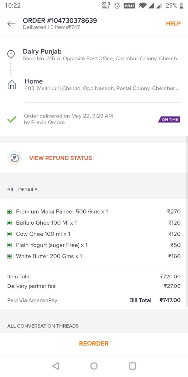 GrishWagh's tweet photo. @swiggy_in @SwiggyCares #dairypunjabchembur Brands showing their true colors in this tough situation, charging more than MRP on the app, the picture says it all.🤬😡

#cheaters #lockdown #CovidIndia #shameSwiggy #shameDairyPunjab https://t.co/lyzhcoHtbB