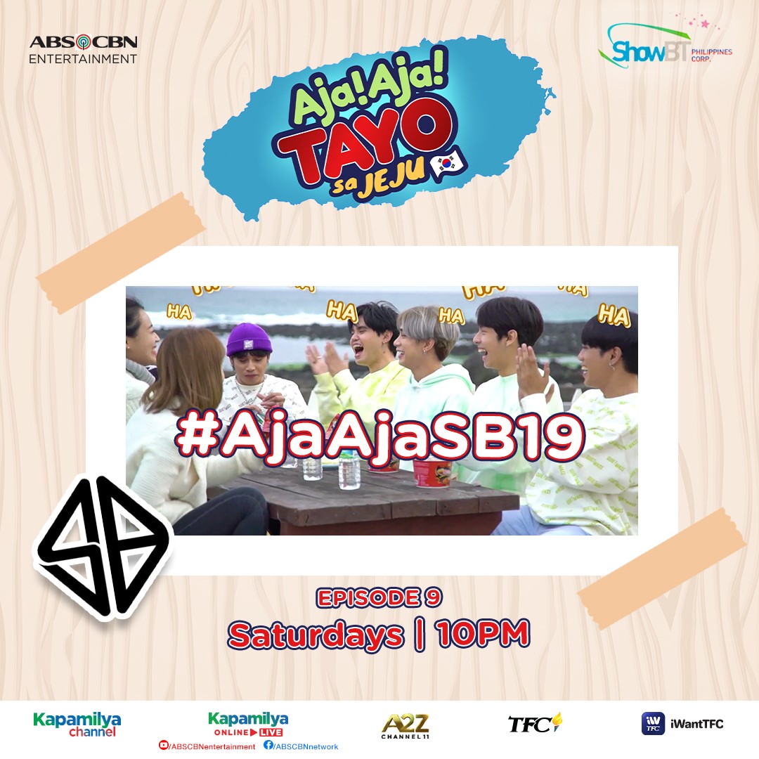 It's SB19's first guest appearance with our Ajakada! Samahan sila sa kulitan at sayawan tonight, and use the hashtag #AjaAjaSB19! 😍

Catch #AjaAjaTayoSaJeju tonight, 10PM